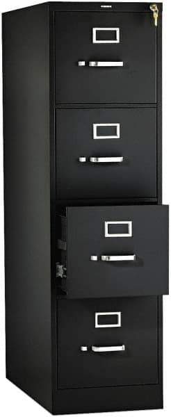 Hon - 15" Wide x 52" High x 26-1/2" Deep, 4 Drawer Vertical File with Lock - Steel, Black - Eagle Tool & Supply