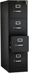 Hon - 15" Wide x 52" High x 26-1/2" Deep, 4 Drawer Vertical File with Lock - Steel, Black - Eagle Tool & Supply