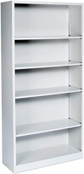 Hon - 5 Shelf, 71" High x 34" Wide Bookcase - 12" Deep, Steel, Light Gray - Eagle Tool & Supply