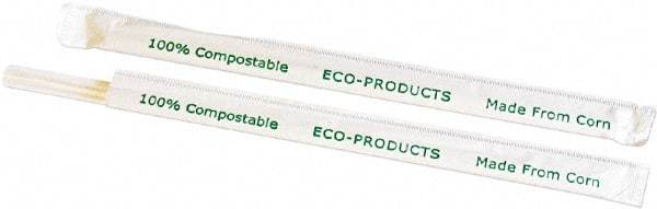 ECO PRODUCTS - Compostable Straws, 7 3/4", Corn Plastic, Clear - Use with Beverages - Eagle Tool & Supply