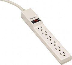 FELLOWES - 6 Outlets, 120 Volts, 15 Amps, 4' Cord, Standard Power Outlet Strip - Floor Mount, 5-15R NEMA Configuration - Eagle Tool & Supply