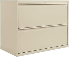 ALERA - 36" Wide x 29" High x 19-1/4" Deep, 2 Drawer Lateral File with Lock - Steel, Putty - Eagle Tool & Supply