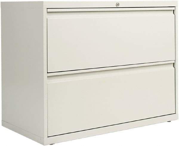 ALERA - 36" Wide x 29" High x 19-1/4" Deep, 2 Drawer Lateral File with Lock - Steel, Light Gray - Eagle Tool & Supply