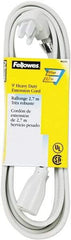 FELLOWES - 9', 14/3 Gauge/Conductors, Gray Indoor Extension Cord - 1 Receptacle, 15 Amps, NEMA 5-15R - Eagle Tool & Supply