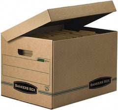 BANKERS BOX - 1 Compartment, 12 Inch Wide x 15 Inch Deep x 10 Inch High, File Storage Box - Paper, Kraft and Green - Eagle Tool & Supply