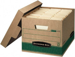 BANKERS BOX - 1 Compartment, 12 Inch Wide x 15 Inch Deep x 10 Inch High, File Storage Box - Paper, Kraft and Green - Eagle Tool & Supply