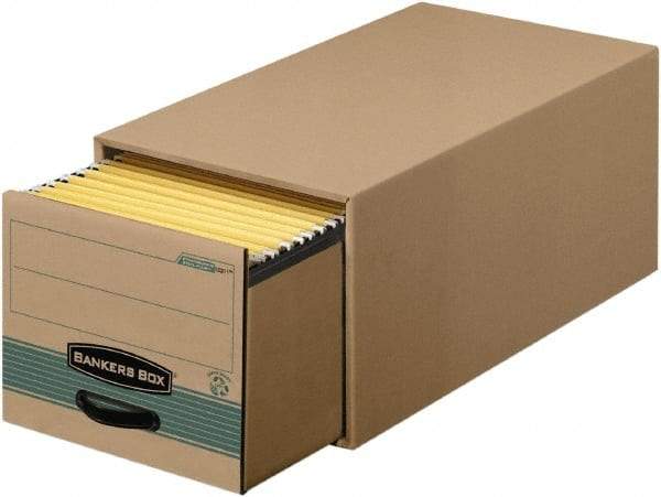 BANKERS BOX - 1 Compartment, 15 Inch Wide x 23 Inch Deep x 10 Inch High, File Storage Box - 1 Ply Side, 2 Ply Bottom, 2 Ply End, Kraft and Green - Eagle Tool & Supply