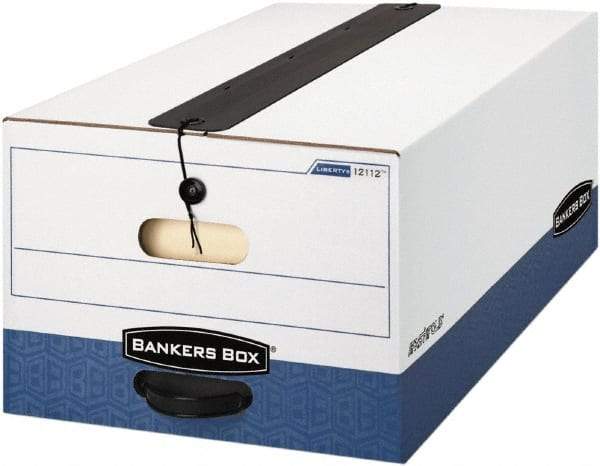 BANKERS BOX - 1 Compartment, 15 Inch Wide x 24 Inch Deep x 10 Inch High, File Storage Box - Paper, White and Blue - Eagle Tool & Supply