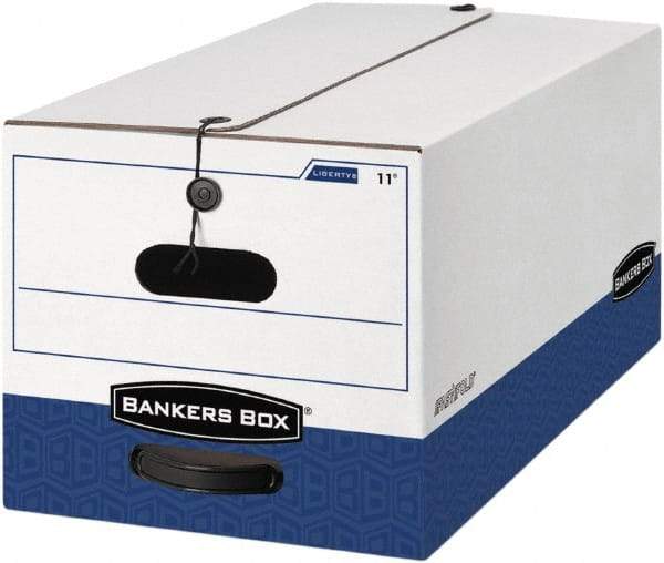 BANKERS BOX - 1 Compartment, 15 Inch Wide x 24 Inch Deep x 10 Inch High, File Storage Box - 1 Ply Side, 2 Ply Bottom, 2 Ply End, White and Blue - Eagle Tool & Supply