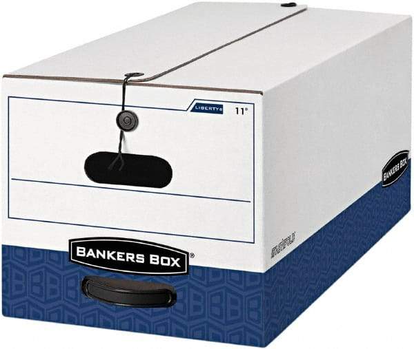 BANKERS BOX - 1 Compartment, 12 Inch Wide x 24 Inch Deep x 10 Inch High, File Storage Box - 1 Ply Side, 2 Ply Bottom, 2 Ply End, White and Blue - Eagle Tool & Supply