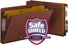 Samsill - 8-1/2 x 14", Legal, Red, Classification Folders with End Tab Fastener - 11 Point Stock, Straight Tab Cut Location - Eagle Tool & Supply