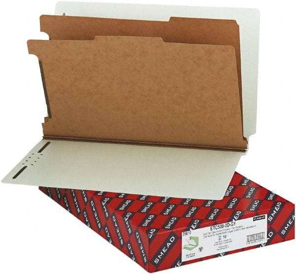 Samsill - 8-1/2 x 14", Legal, Gray-Green, Classification Folders with End Tab Fastener - 11 Point Stock, Straight, 1/3 Tab Cut Location - Eagle Tool & Supply