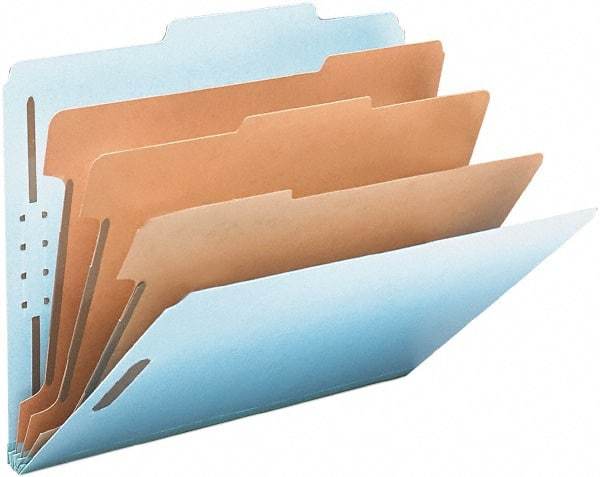 Samsill - 8-1/2 x 11", Letter Size, Blue, Classification Folders with Top Tab Fastener - 11 Point Stock, 2/5 Tab Cut Location - Eagle Tool & Supply