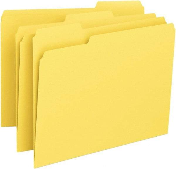 Samsill - 8-1/2 x 11", Letter Size, Yellow, File Folders with Top Tab - 11 Point Stock, 1/3 Tab Cut Location - Eagle Tool & Supply