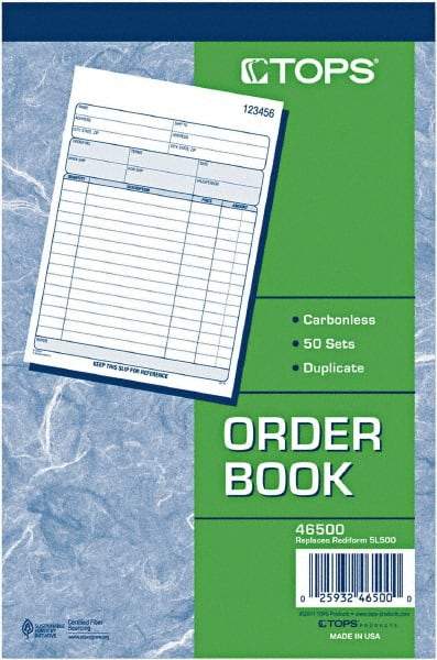 TOPS - 50 Sheet, 5-9/16 x 7-15/16", Sales Order Book - White - Eagle Tool & Supply
