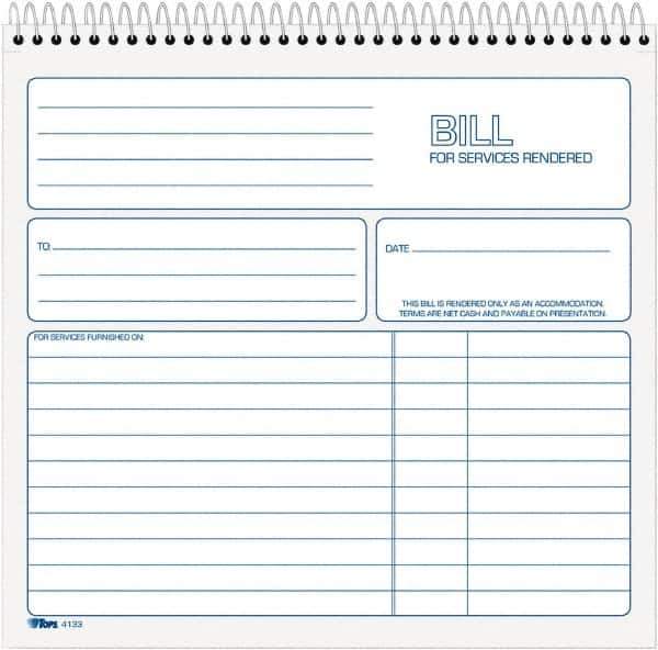 TOPS - 50 Sheet, 8-1/2 x 7-3/4", Service Invoices - White - Eagle Tool & Supply