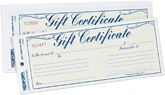 REDIFORM - 25 Sheet, 8-1/2 x 3-2/3", Gift Certificates - White - Eagle Tool & Supply