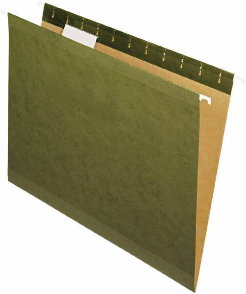 Pendaflex - 8-1/2 x 11", Letter Size, Standard Green, Standard Hanging File Folders - 11 Point Stock, 1/5 Tab Cut Location - Eagle Tool & Supply