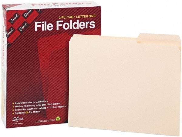 Samsill - 8-1/2 x 11", Letter Size, Manila, File Folders with Top Tab - 11 Point Stock, 2/5 Tab Cut Location - Eagle Tool & Supply