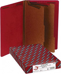 Samsill - 8-1/2 x 14", Legal, Bright Red, Classification Folders with End Tab Fastener - 11 Point Stock, Straight Tab Cut Location - Eagle Tool & Supply