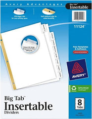 11 x 8 1/2″ Double-Sided Gold Reinforcing Strip, Customizable Divider Clear Tabs, White Folder