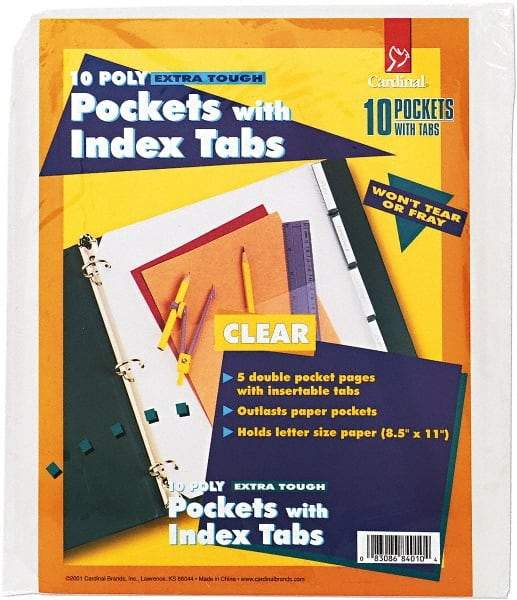 Cardinal - 11 x 8 1/2" 3-Hole Punched, Binder Pockets Divider - White Tabs, Clear Folder - Eagle Tool & Supply