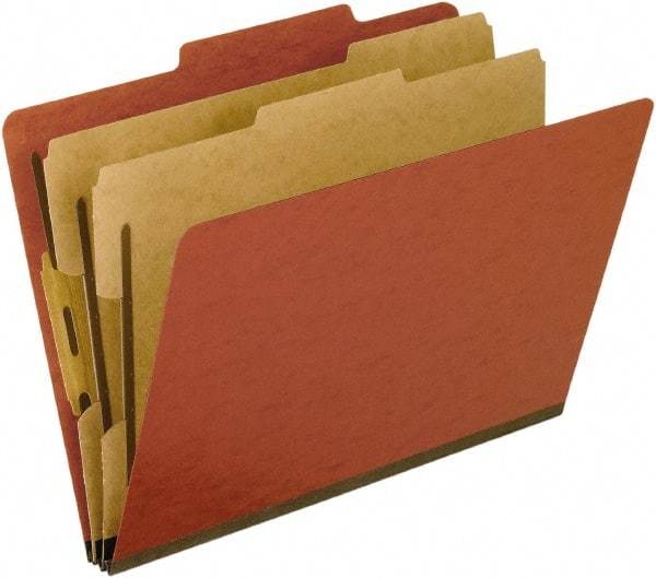 Pendaflex - 8-1/2 x 11", Letter Size, Red, Classification Folders with Top Tab Fastener - 11 Point Stock, 2/5 Tab Cut Location - Eagle Tool & Supply