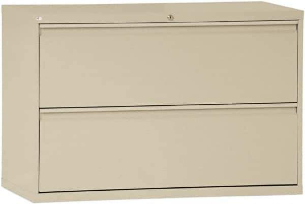 ALERA - 42" Wide x 29" High x 19-1/4" Deep, 2 Drawer Lateral File with Lock - Steel, Putty - Eagle Tool & Supply