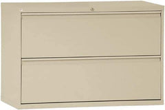 ALERA - 42" Wide x 29" High x 19-1/4" Deep, 2 Drawer Lateral File with Lock - Steel, Putty - Eagle Tool & Supply