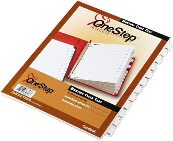 Cardinal - 11 x 8 1/2" Jan to Dec Label, 3-Hole Punched, Preprinted Divider - White - Eagle Tool & Supply