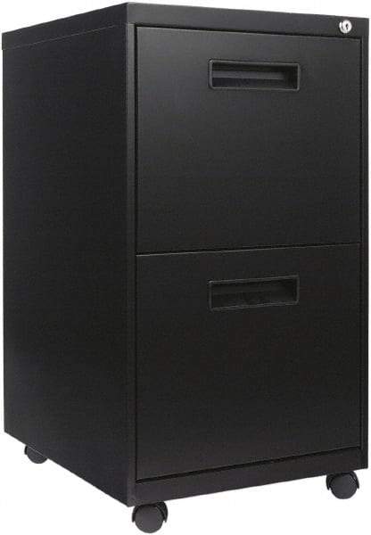 ALERA - 16" Wide x 28-1/2" High x 19.2" Deep, 2 Drawer Mobile Pedestal - Steel, Black - Eagle Tool & Supply