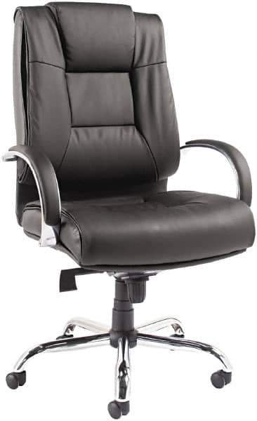 ALERA - 31" High Big & Tall/Petite/24-7 Chair - 22" Wide x 21" Deep, Soft Leather Seat, Black - Eagle Tool & Supply