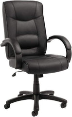 ALERA - 28-1/8" High Office/Managerial/Executive Chair - 21" Wide x 21" Deep, Top-Grain Leather Seat, Black - Eagle Tool & Supply