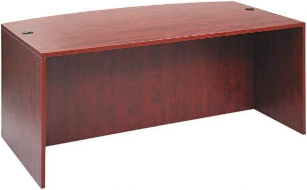 ALERA - Woodgrain Laminate Bow Front Desk - 71" Wide x 35" Deep x 41" High, Medium Cherry - Eagle Tool & Supply