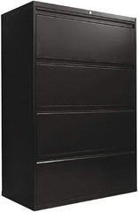 ALERA - 36" Wide x 54" High x 19-1/4" Deep, 4 Drawer Lateral File with Lock - Steel, Black - Eagle Tool & Supply