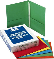 OXFORD - 8-1/2 x 11", Letter Size, Light Blue, Pocket Folders - 11 Point Stock - Eagle Tool & Supply