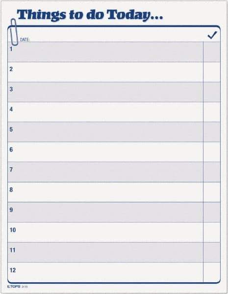 TOPS - 100 Sheet, 8-1/2 x 11", Daily Agenda - White - Eagle Tool & Supply