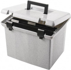 Pendaflex - 1 Compartment, 13 Inch Wide x 14 Inch Deep x 10 Inch High, Portable File Box - Plastic, Granite - Eagle Tool & Supply