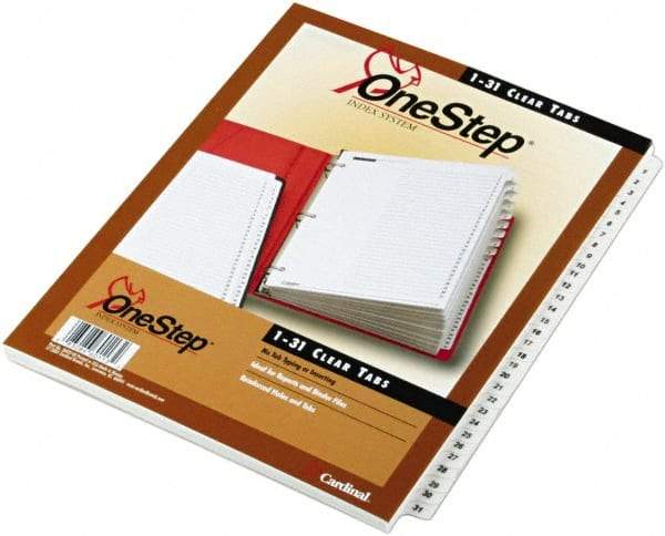 Cardinal - 11 x 8 1/2" 1 to 31" Label, 3-Hole Punched, Preprinted Divider - White - Eagle Tool & Supply