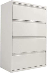 ALERA - 36" Wide x 54" High x 19-1/4" Deep, 4 Drawer Lateral File with Lock - Steel, Light Gray - Eagle Tool & Supply