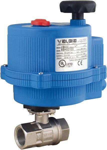 BONOMI - 1-1/4" Pipe, 24 VAC, DCV Voltage 1,000 psi WOG Rating 316 Stainless Steel Electric Actuated Ball Valve - PTFE Seal, Full Port, 150 psi WSP Rating, NPT End Connection - Eagle Tool & Supply