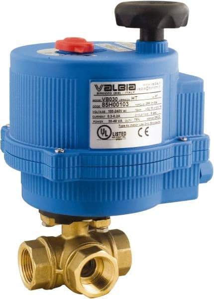 BONOMI - 1/4" Pipe, 100-240 VACV Voltage 400 psi WOG Rating Brass Electric Actuated Ball Valve - PTFE Seal, Standard Port, 100 psi WSP Rating, NPT End Connection - Eagle Tool & Supply