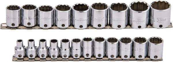 Proto - 21 Piece 3/8" Drive Socket Set - 12 Points, 6mm to 26mm Range, Metric Measurement Standard - Eagle Tool & Supply