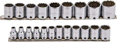 Proto - 21 Piece 3/8" Drive Socket Set - 12 Points, 6mm to 26mm Range, Metric Measurement Standard - Eagle Tool & Supply
