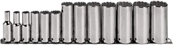 Proto - 13 Piece 3/8" Drive Deep Well Socket Set - 12 Points, 1/4" to 1" Range, Inch Measurement Standard - Eagle Tool & Supply