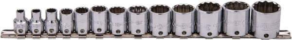 Proto - 13 Piece 3/8" Drive Socket Set - 12 Points, 1/4" to 1" Range, Inch Measurement Standard - Eagle Tool & Supply