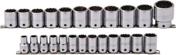 Proto - 24 Piece 1/2" Drive Socket Set - 12 Points, 10mm to 36mm Range, Metric Measurement Standard - Eagle Tool & Supply