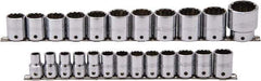 Proto - 24 Piece 1/2" Drive Socket Set - 12 Points, 10mm to 36mm Range, Metric Measurement Standard - Eagle Tool & Supply
