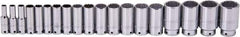 Proto - 19 Piece 1/2" Drive Deep Well Socket Set - 12 Points, 3/8" to 1-1/2" Range, Inch Measurement Standard - Eagle Tool & Supply