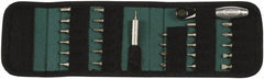 Wiha - 29 Piece, Screwdriver 1/4" Reversible Ratchet Bit Set - #0, #1 & #2 Phillips, 5/64 to 3/16" Hex, 2 to 5mm Hex, T8 to T25 Torx, #1 & #2 Pozidriv, #1 & #2 Square Recess - Eagle Tool & Supply